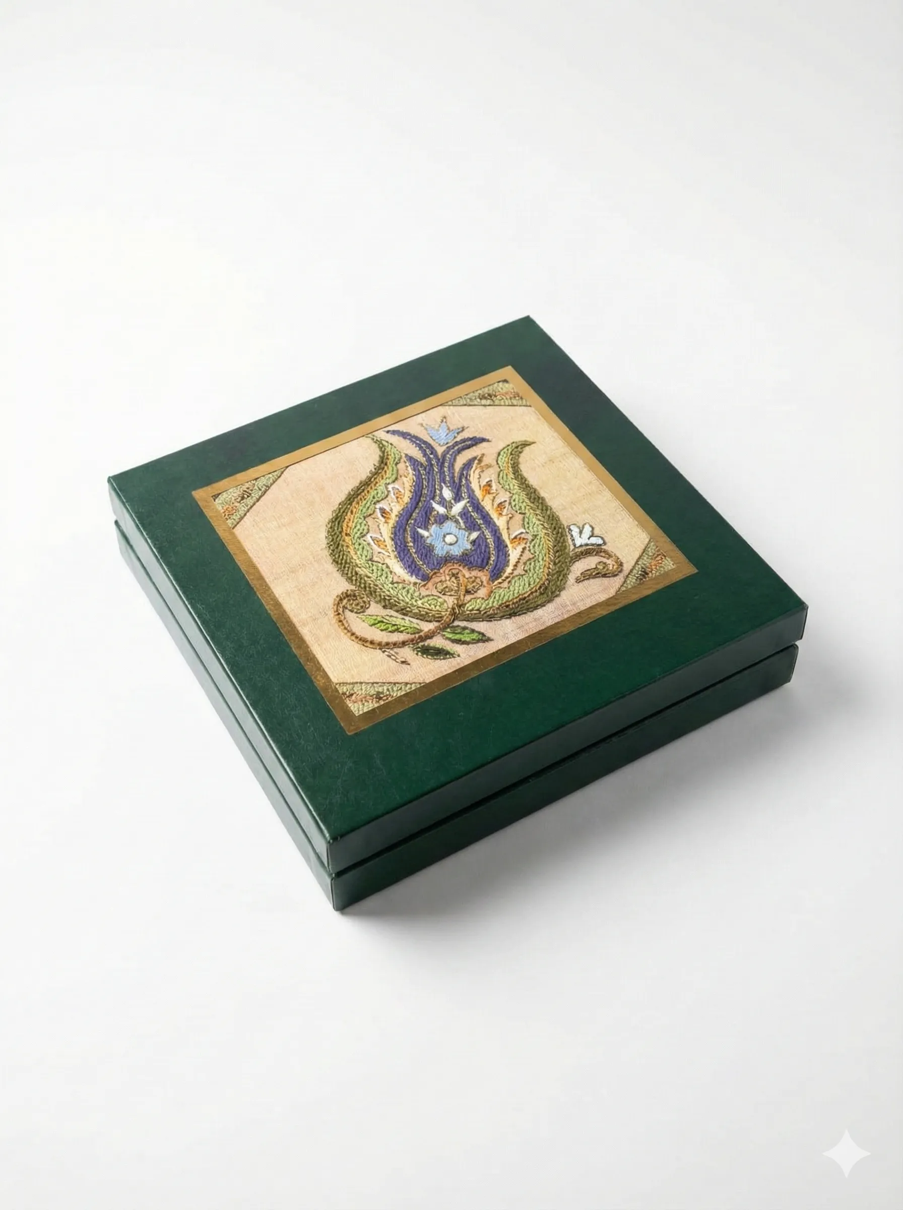 Lale Motifli Çikolata Kutusu Yeşil – Yeşil Lale Motifli Çikolata Kutusu